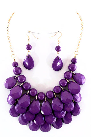 Layered Teardrop Necklace Set in Two Colors