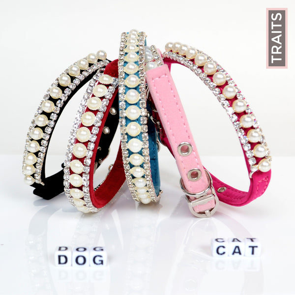 Splendor Dress-Up Set - Pink Polka Dot Dog Cat Sweater and Pearl Collar for Small Pet
