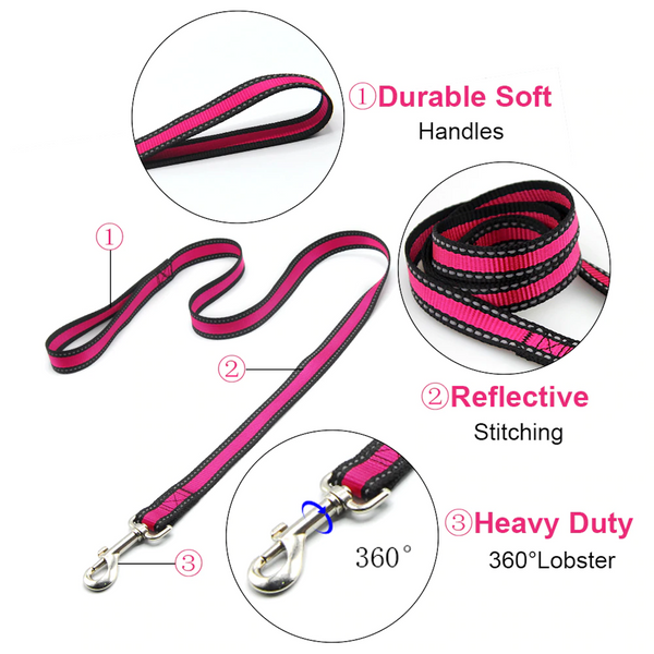 Easy To Walk Set - Reflective Dog or Cat Dual Clip Harness with Soft Handle and Leash Set