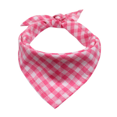 Rose Pink Plaid or Checkered Dog or Cat Bandana Scarf for Small Breeds